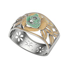 Taşlı Gül Bilezik - Yeşil kuvars ve sitrin 8 ayar beyaz altın bilezik #z0jqpm