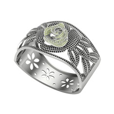 Taşlı Gül Bilezik - Peridot ve siyah zirkon 925 ayar gümüş bilezik #zca2vr