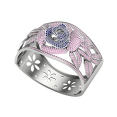 Taşlı Gül Bilezik - Lab safir ve pembe kuvars 925 ayar gümüş bilezik #zk93k6