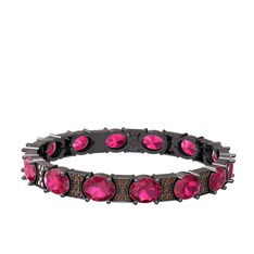 Rodolit garnet ve dumanlı kuvars 925 ayar siyah rodyum kaplama gümüş bilezik