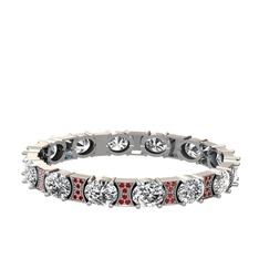 Vanea Bilezik - Swarovski ve garnet 14 ayar beyaz altın bilezik #117458p