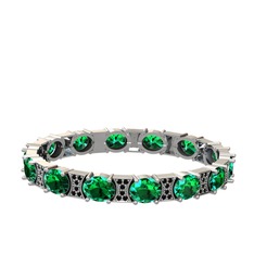 Vanea Bilezik - Yeşil kuvars ve siyah zirkon 8 ayar beyaz altın bilezik #118l5yk