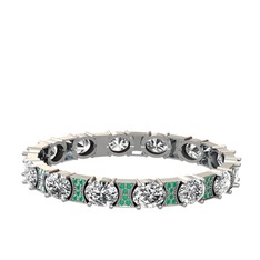 Beyaz zirkon ve kök zümrüt 925 ayar gümüş bilezik