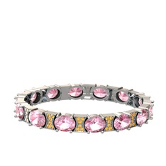 Vanea Bilezik - Pembe kuvars ve sitrin 8 ayar beyaz altın bilezik #126ob44