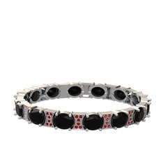 Siyah zirkon ve garnet 925 ayar gümüş bilezik
