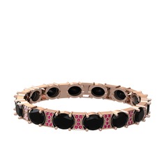 Vanea Bilezik - Siyah zirkon ve rodolit garnet 925 ayar rose altın kaplama gümüş bilezik #13ge6s8