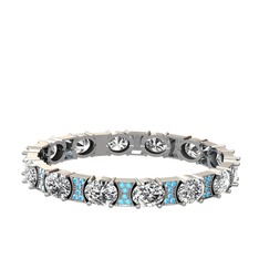 Vanea Bilezik - Beyaz zirkon ve akuamarin 8 ayar beyaz altın bilezik #1774i9f