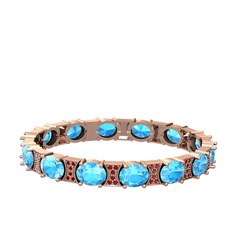 Akuamarin ve garnet 925 ayar rose altın kaplama gümüş bilezik