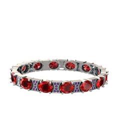 Garnet ve ametist 14 ayar beyaz altın bilezik