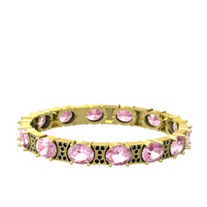 Vanea Bilezik - Pembe kuvars ve siyah zirkon 18 ayar altın bilezik #1eszq6m