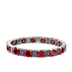 Garnet ve lab safir 8 ayar beyaz altın bilezik