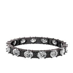 Vanea Bilezik - Swarovski ve siyah zirkon 925 ayar siyah rodyum kaplama gümüş bilezik #1g36pxs