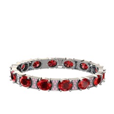 Garnet ve pembe kuvars 8 ayar beyaz altın bilezik