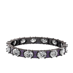 Vanea Bilezik - Swarovski ve ametist 925 ayar siyah rodyum kaplama gümüş bilezik #1gj6ggg