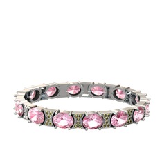 Pembe kuvars ve peridot 925 ayar gümüş bilezik