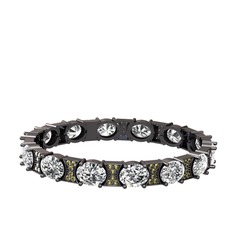 Vanea Bilezik - Beyaz zirkon ve peridot 925 ayar siyah rodyum kaplama gümüş bilezik #1k8f5pz