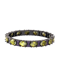 Vanea Bilezik - Peridot ve ametist 925 ayar siyah rodyum kaplama gümüş bilezik #1m1075n