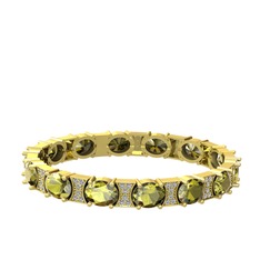 Peridot ve swarovski 925 ayar altın kaplama gümüş bilezik