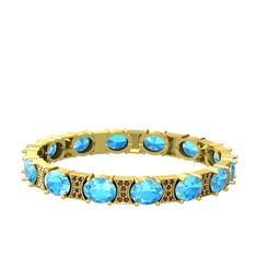 Akuamarin ve dumanlı kuvars 18 ayar altın bilezik