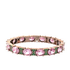 Pembe kuvars ve yeşil kuvars 18 ayar rose altın bilezik