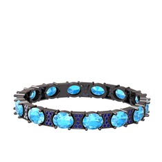 Vanea Bilezik - Akuamarin ve lab safir 925 ayar siyah rodyum kaplama gümüş bilezik #1t2ye02