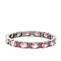 Pembe kuvars ve rodolit garnet 925 ayar gümüş bilezik