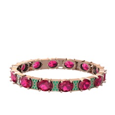 Vanea Bilezik - Rodolit garnet ve kök zümrüt 14 ayar rose altın bilezik #1t6x85o