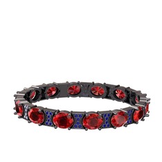 Garnet ve lab safir 925 ayar siyah rodyum kaplama gümüş bilezik