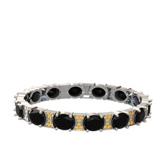 Vanea Bilezik - Siyah zirkon ve sitrin 8 ayar beyaz altın bilezik #1ucqjvy