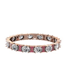 Vanea Bilezik - Beyaz zirkon ve rodolit garnet 18 ayar rose altın bilezik #1vr42pp