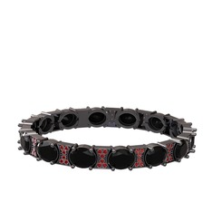Siyah zirkon ve garnet 925 ayar siyah rodyum kaplama gümüş bilezik