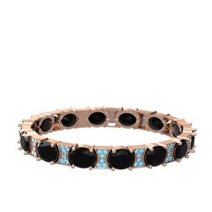 Vanea Bilezik - Siyah zirkon ve akuamarin 14 ayar rose altın bilezik #2g02lf
