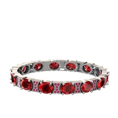 Vanea Bilezik - Garnet ve rodolit garnet 14 ayar beyaz altın bilezik #419h3s