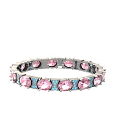 Vanea Bilezik - Pembe kuvars ve akuamarin 14 ayar beyaz altın bilezik #42u2ss