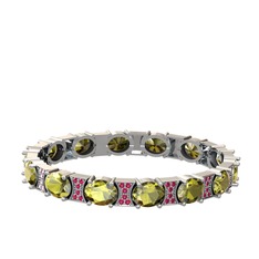 Peridot ve rodolit garnet 925 ayar gümüş bilezik