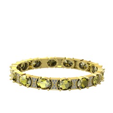 Peridot ve pırlanta 925 ayar altın kaplama gümüş bilezik (1.95 karat)