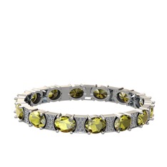 Vanea Bilezik - Peridot ve pırlanta 8 ayar beyaz altın bilezik (1.95 karat) #8a1b6t