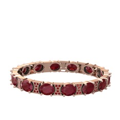 Kök yakut ve garnet 925 ayar rose altın kaplama gümüş bilezik