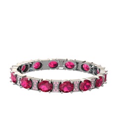 Vanea Bilezik - Rodolit garnet ve pembe kuvars 14 ayar beyaz altın bilezik #9mn9iw