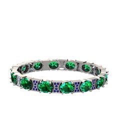 Vanea Bilezik - Yeşil kuvars ve lab safir 14 ayar beyaz altın bilezik #aa3ud2