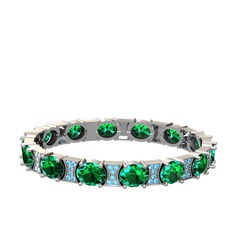 Vanea Bilezik - Yeşil kuvars ve akuamarin 8 ayar beyaz altın bilezik #b76whp