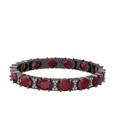 Vanea Bilezik - Kök yakut ve swarovski 925 ayar siyah rodyum kaplama gümüş bilezik #czgha3