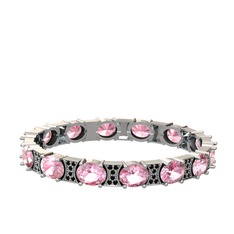 Vanea Bilezik - Pembe kuvars ve siyah zirkon 8 ayar beyaz altın bilezik #dfdzfw