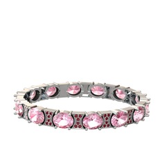 Pembe kuvars ve kök yakut 925 ayar gümüş bilezik