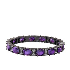 Vanea Bilezik - Ametist ve swarovski 925 ayar siyah rodyum kaplama gümüş bilezik #fa0hba
