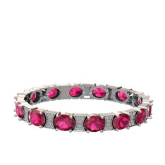 Rodolit garnet ve swarovski 14 ayar beyaz altın bilezik
