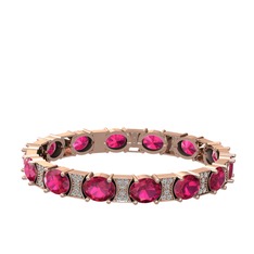 Rodolit garnet ve beyaz zirkon 18 ayar rose altın bilezik