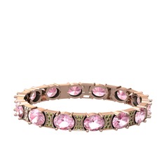 Vanea Bilezik - Pembe kuvars ve peridot 18 ayar rose altın bilezik #k38zdn