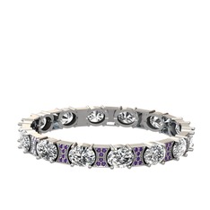 Vanea Bilezik - Swarovski ve ametist 18 ayar beyaz altın bilezik #leuz6s