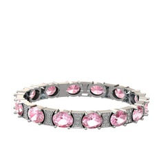 Vanea Bilezik - Pembe kuvars ve swarovski 14 ayar beyaz altın bilezik #ljpp3c